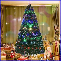 4/5/6/7ft Pre-Lit Fiber Optic Christmas Tree Led Lights Green Decorations Stand