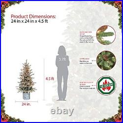 4.5 Foot Pre-Lit Potted Flocked Arctic Fir Artificial Christmas Tree