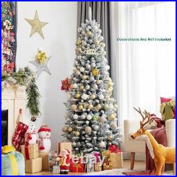 4.5 Ft Snow Flocked Luxuriant Christmas Tree Sturdy Iron Stand US Fast Shipping