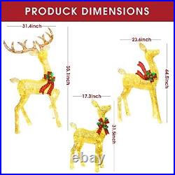 4.6FT Outdoor Christmas Decorations Deer Family Set 3 Piece Lighted Christm