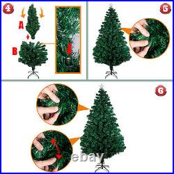 4-7FT Pre-Lit Artificial Christmas Tree Fiber Optic Multicolor LED Lights Stand