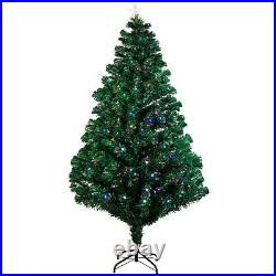 4-7FT Pre-Lit Artificial Christmas Tree Fiber Optic Multicolor LED Lights Stand