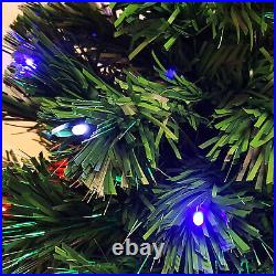4-7FT Pre-Lit Artificial Christmas Tree Fiber Optic With Multicolor LED Lights