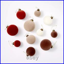 4 Boxes Lot Studio McGee Set of 11 Velvet Tree Ornaments Threshold Red/Brown