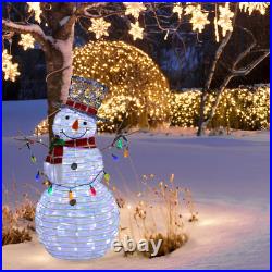 4-Ft LED White Rattan Snowman Decoration