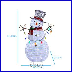 4-Ft LED White Rattan Snowman Decoration