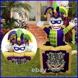 4 Ft Mardi Gras Dino Animated Court Jester In Box Airblown Inflatable Lighted
