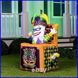 4 Ft Mardi Gras Dino Animated Court Jester In Box Airblown Inflatable Lighted