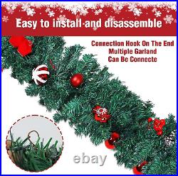 4 Pack 9 FT LED Christmas Garland with Pinecones Red Berries Bows Christmas Ball
