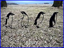 4-Pack Metal Penguin Yard Art, Penguin Decoration, Steel Penguin Flock, Winter