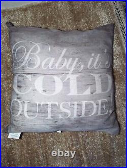 4 Pottery Barn Indoor/Outdoor Winter Pillow Baby It's Cold Outside, 18x18, Used