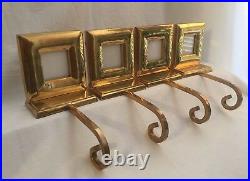 4 Vintage Brass Stocking Hangers Christmas Picture Frames
