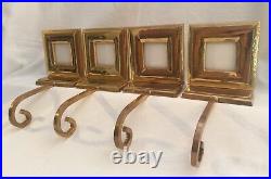4 Vintage Brass Stocking Hangers Christmas Picture Frames