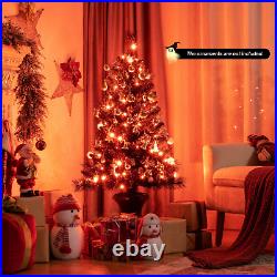 4ft Pre-lit Black Christmas Entrances Tree Potted Xmas 100 Orange LED Lights US