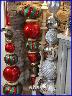 54 Gold and Red/ Green Glittered Topiary Finial Tower Outdoor/indoor