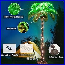 5FT 148 LEDs Lighted Palm Trees, Artificial Palm Tree with Coconuts, Light Up