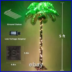 5FT 148 LEDs Lighted Palm Trees, Artificial Palm Tree with Coconuts, Light Up
