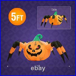 5FT Halloween Inflatables Outdoor Pumpkin Spider, 2 Packs Prefect Animated Yard
