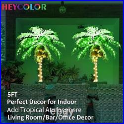 5FT LED Lighted Palm Tree with Coconuts Outdoor Artificial Palm Tree Prelit Tree