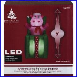 5Ft LED Lighted Hippo Pop Out Present Inflatable Outdoor Scene Christmas Decor