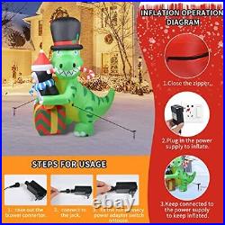 5.25Ft Christmas Inflatables Cute Dinosaur with Penguin Outdoor Decorations