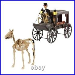 5.3 ft Haunted Hearse and Skeleton Pony