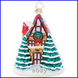 5.5 Christopher Radko Alpine A-Frame Cabin Santa Mrs Claus Christmas Ornament