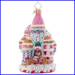 5.5 Christopher Radko Glass Candy Cane Castle Pink Ornament Christmas Decor