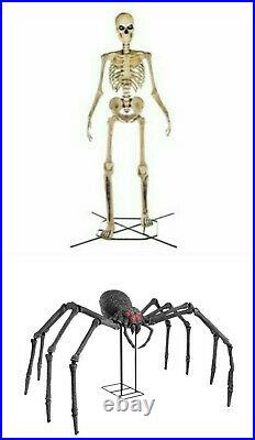 5.5 Gargantuan Spider + 12 Ft Foot Giant Skeleton Home Depot LCD Eyes Halloween