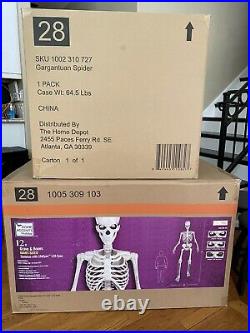 5.5 Gargantuan Spider + 12 Ft Foot Giant Skeleton Home Depot LCD Eyes Halloween