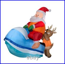5 Ft Jet Ski Santa LED Christmas Airblown Inflatable Boat Florida Tropical Beach