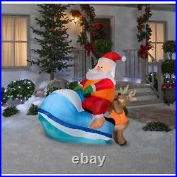 5 Ft Jet Ski Santa LED Christmas Airblown Inflatable Boat Florida Tropical Beach
