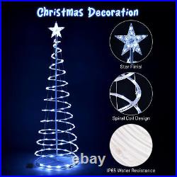 5 Ft LED Spiral Tree Light Cool White 182 LED New Year Xmas Decor Battery 2 Pack