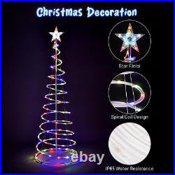 5 Ft LED Spiral Tree Light Star 182 RGB LEDs New Year Xmas Decor Battery 5 Pack
