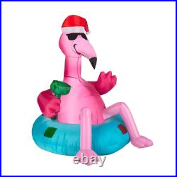 5 Ft Tubing Flamingo LED Christmas Airblown Inflatable Boat Florida Tropical