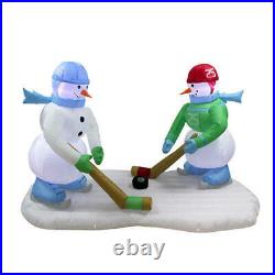 5' Large LED Lighted Snowmen Playing Hockey Inflatable Christmas Yard Decor