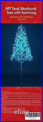 5' Teal Starburst LED Tree