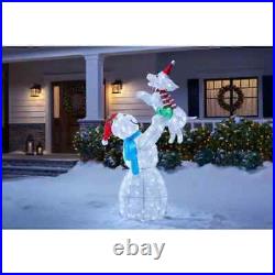 5ft LED Snowman Pup Sculpture Indoor Outdoor Christmas Holiday Yard Decoration