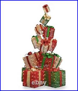 63 Christmas Gift Boxes Stack Santa Presents Led Lighted Yard Decor Life Size