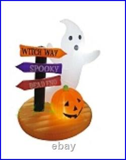 65 Halloween Ghost with Pumpkin Airblown Inflatable Lighted Yard Decor