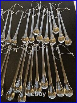 66 Solid Glass Icicle Ornaments Rain Teardrop Christmas Blown Clear Chandelier