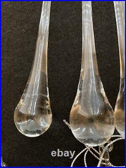 66 Solid Glass Icicle Ornaments Rain Teardrop Christmas Blown Clear Chandelier