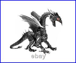 69in. Halloween Giant Animated Black Silver Dragon Home Depot Excl. Red LED Eyes