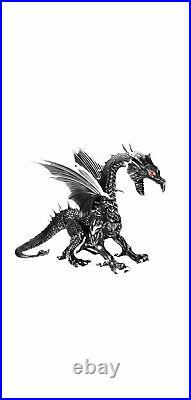 69in. Halloween Giant Animated Black Silver Dragon Home Depot Excl. Red LED Eyes