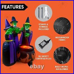 6FT Halloween Inflatable 3 Witch Around Cauldron Airblown Led Lighted Yard Decor
