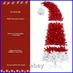 6FT Hinged Fraser Fir Artificial Fir Bent Top Christmas Tree, Xmas Tree Bendable