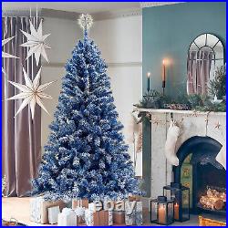 6FT Pre-Lit Hinged Artificial Fir Chritmas Tree with Light Snow Flocked Holiday