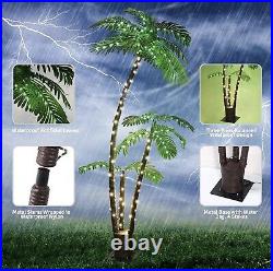 6Ft LED Lighted Palm Tree, Outdoor Tiki Bar Decor, Artificial Trees