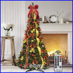 6Ft Pop-Up Christmas Tree Collapsible Decorated withLights for Holiday Decoration