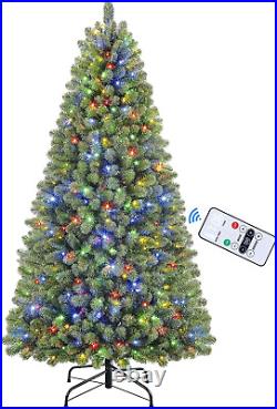 6Ft Prelit Premium Artificial Hinged Christmas Tree with Remote Control, Timer, a